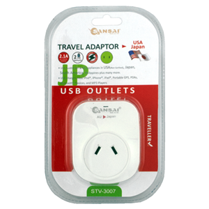 Sansai Outbound USB Travel Adapter - NZ/AU to Japan Plug