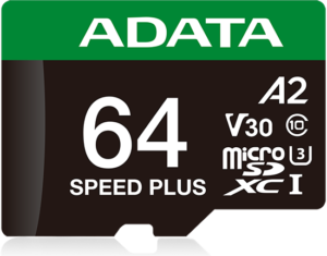 ADATA Speed Plus microSDXC UHS-I U3 A2 V30 Card with Adapter 64GB