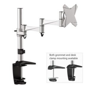 Brateck Elegant Single LCD Monitor Table Stand with Arm & Desk Clamp VESA 75/100mm Up to 24"