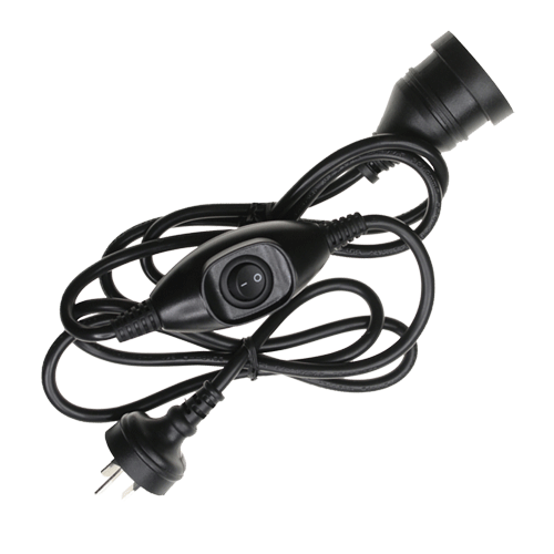 Goodson 1.8m Black Inline Switch Mains Extension Cable – Cable | ACP Online