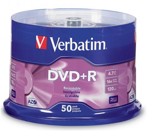 Verbatim DVD+R 4.7GB 16x 50 Pack on Spindle – Media | ACP Online