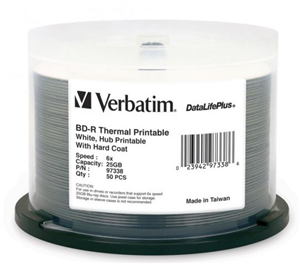 Verbatim BD-R 25GB 6X White Wide Thermal Printable 50 Pack on Spindle – Media | ACP Online