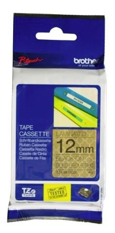 Brother TZe-MPGG31 12mm x 4m Black on Gold Geometric Tape – Labelling Devices | ACP Online