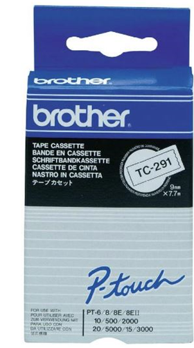 Brother TC-291 9mm x 8m Black on White Label Tape – Labelling Devices | ACP Online