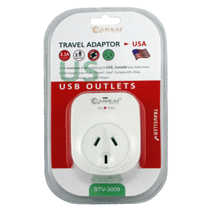 Sansai Outbound USB Travel Adapter - NZ/AU to USA Plug – Surge & Spike Protectors | ACP Online