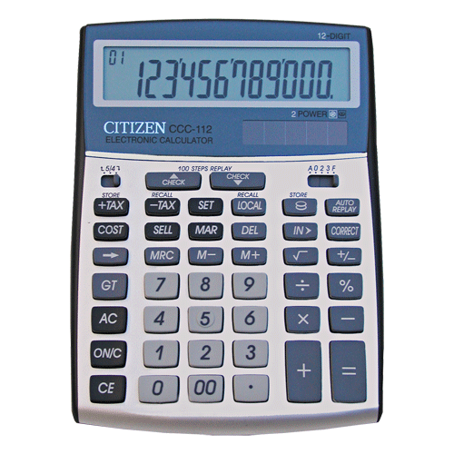 Citizen CCC-112 Check & Correct Desktop Calculator – POS | ACP Online