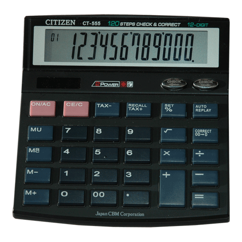 Citizen CT-555 Check & Correct Desktop Calculator – POS | ACP Online