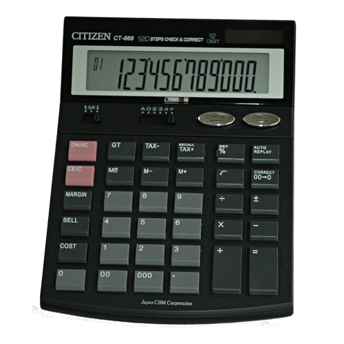 Citizen CT-666 Check & Correct Desktop Calculator – POS | ACP Online