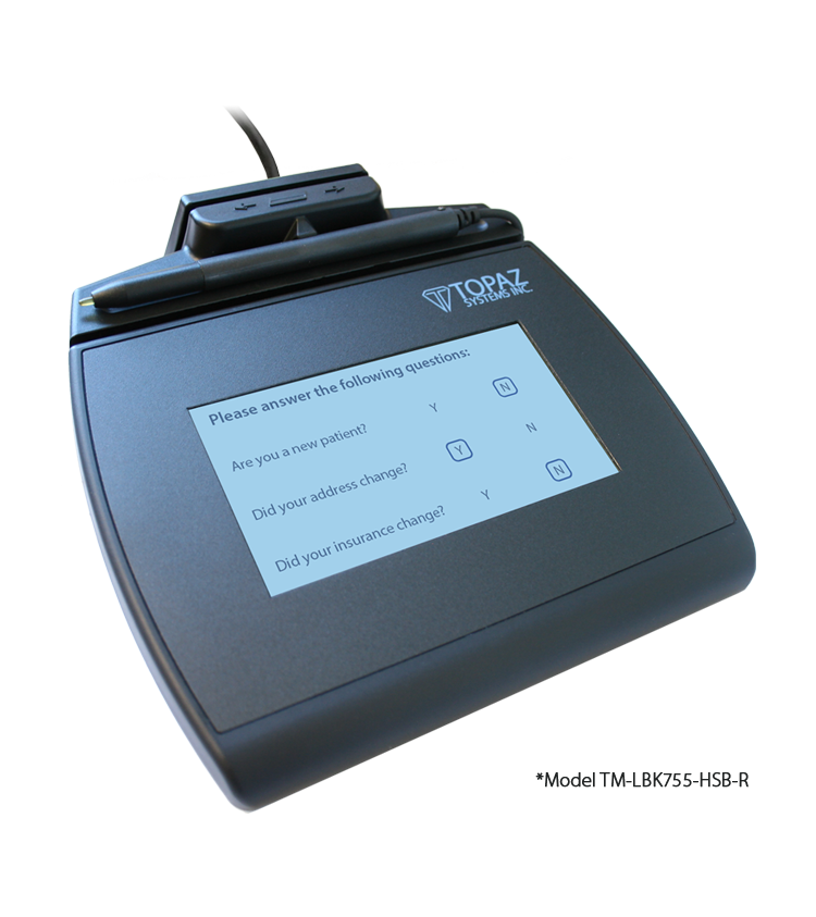 Topaz Systems Inc Topaz SignatureGem LCD 4x3 MSR-TM-LBK755SE-HSB-R – POS | ACP Online