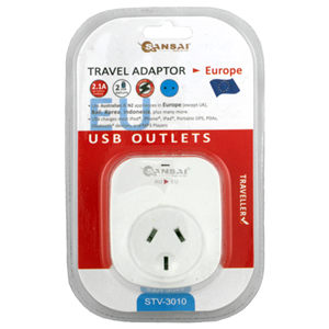 Sansai Outbound USB Travel Adapter - NZ/AU to Europe Plug – Surge & Spike Protectors | ACP Online