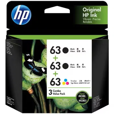 HP 63 Color/Black Ink Cartridge Combo 3-Pack – Printer Consumables | ACP Online