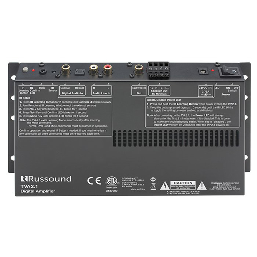 Russound Digital Two-Channel Amplifier with IR learning and Sub Out (TVA2.1) – Russound – Amplifiers | ACP Online